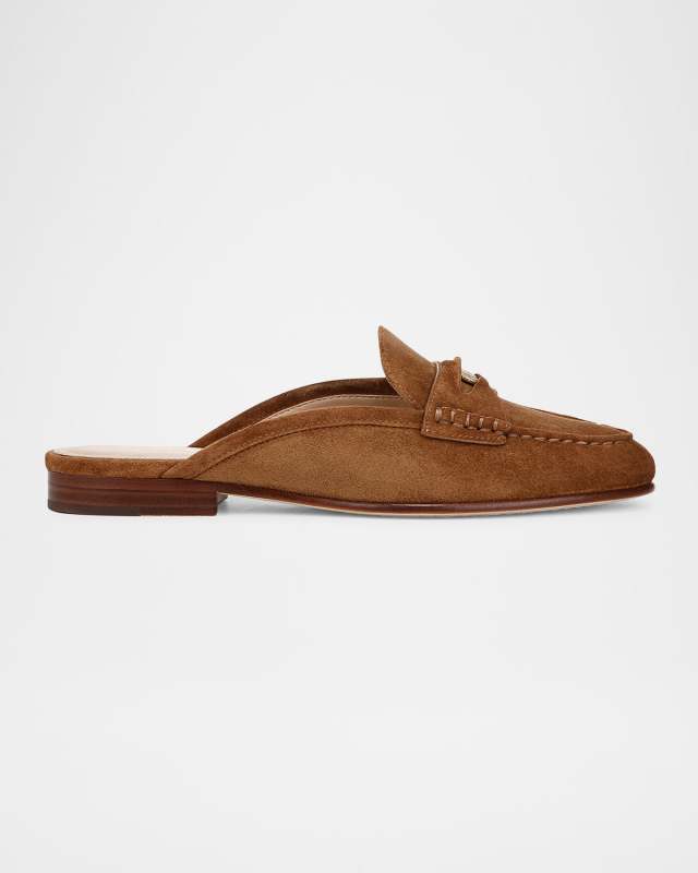 Suede Penny Loafer Mules